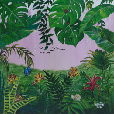 Malerei mit dem Titel "Jungle Story" von Mallika Seth, Original-Kunstwerk, Acryl