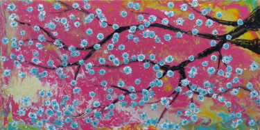 Картина под названием "Blooming Flowers- 2" - Mallika Seth, Подлинное произведение искусства, Акрил