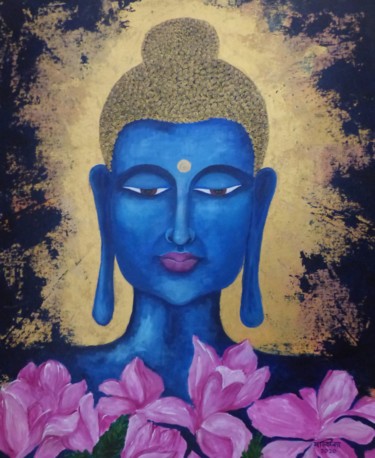 Peinture intitulée "Nirvana - Buddha" par Mallika Seth, Œuvre d'art originale, Acrylique