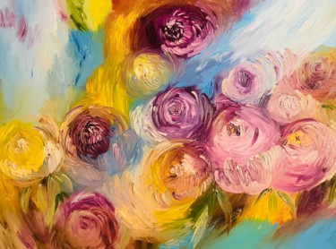 Картина под названием "Roses" - Kateryna Yani, Подлинное произведение искусства, Масло