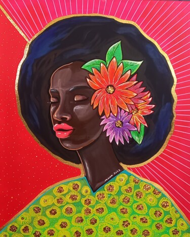 Painting titled "Marguerite" by Mallory Ramet, Original Artwork, Acrylic Mounted on Wood Stretcher frame