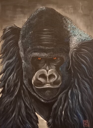 Peinture intitulée "Gorille" par Mallory Ramet, Œuvre d'art originale, Acrylique Monté sur Châssis en bois
