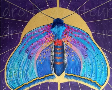 Картина под названием "Papillon de nuit" - Mallory Ramet, Подлинное произведение искусства, Акрил Установлен на Деревянная р…