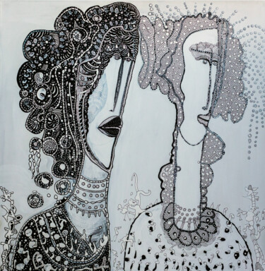 Картина под названием "A Date #1" - Mally Elbaz (Mally Elbaz Almandine), Подлинное произведение искусства, Акрил
