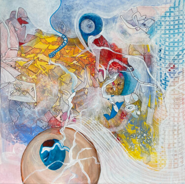 Peinture intitulée "The nest 2" par Mally Elbaz (Mally Elbaz Almandine), Œuvre d'art originale, Acrylique