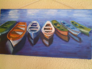 Peinture intitulée "barques" par Jean Chuberre, Œuvre d'art originale