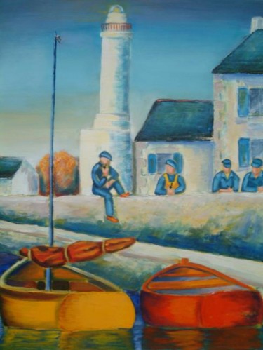 Peinture intitulée "Les pêcheurs" par Jean Chuberre, Œuvre d'art originale