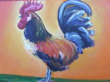 Painting titled "coq" by Jean Chuberre, Original Artwork