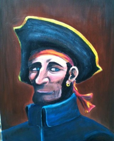 Peinture intitulée "Pirate au chapeau" par Jean Chuberre, Œuvre d'art originale
