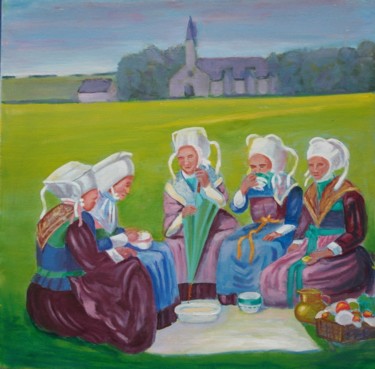 Painting titled "déjeuner sur l'herb…" by Jean Chuberre, Original Artwork, Oil