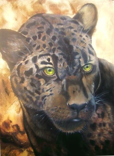 Painting titled "Pantera Negra" by Malou Pombo, Original Artwork