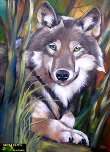 绘画 标题为“Lobo” 由Malou Pombo, 原创艺术品, 油