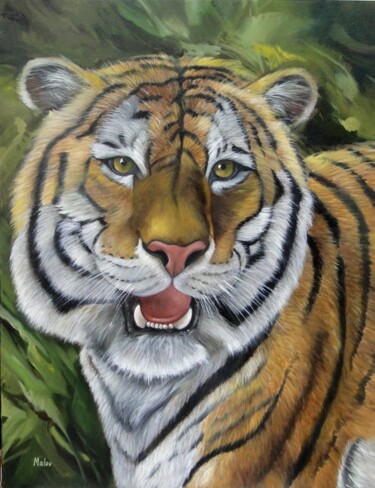 Malerei mit dem Titel "Tigre Siberiano" von Malou Pombo, Original-Kunstwerk