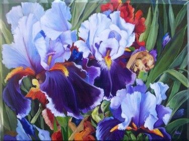 Peinture intitulée "Iris" par Malou Pombo, Œuvre d'art originale, Huile