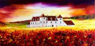 Painting titled "Vif rouge sur le Cl…" by Malou Rolland, Original Artwork, Oil