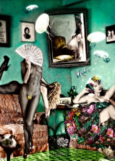 Arte digital titulada "Nell'acquario" por Malú Matteo, Obra de arte original, Foto-montaje Montado en Bastidor de camilla de…