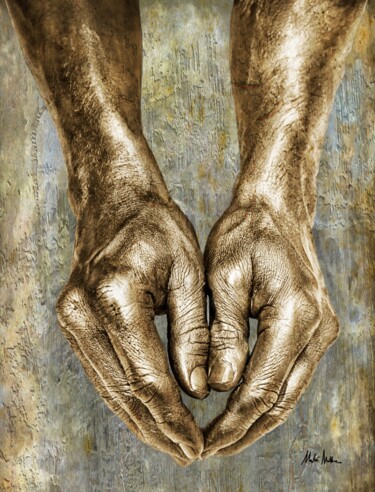 Fotografia intitolato "Golden hands" da Malú Matteo, Opera d'arte originale, Fotografia digitale