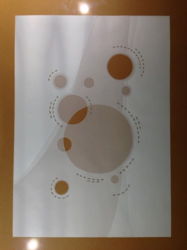 「L’UNIVERS /III」というタイトルのテキスタイルアート Maluceによって, オリジナルのアートワーク, 紙 段ボールにマウント