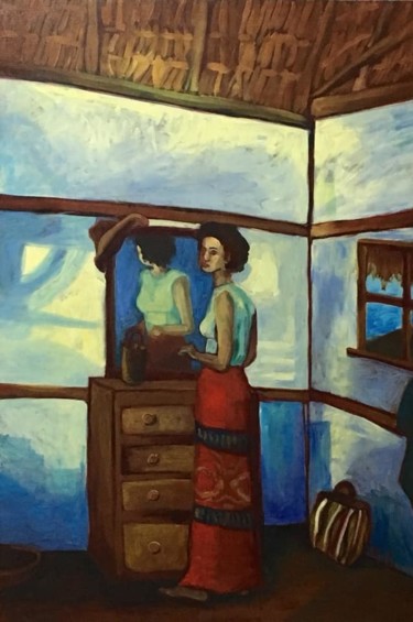 Painting titled "La Palapa" by Malu Ribeiro, Original Artwork, Oil