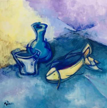 Painting titled "Fishbowl" by Malu Ribeiro, Original Artwork, Acrylic