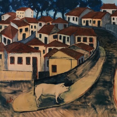 Painting titled "The Pig of Campanha…" by Malu Ribeiro, Original Artwork, Acrylic