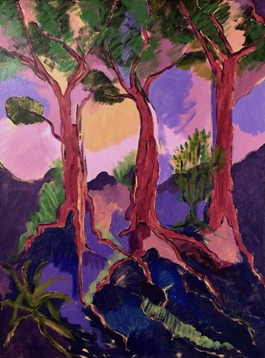 Painting titled "ARCADIAN FOREST" by Malu Ribeiro, Original Artwork, Acrylic