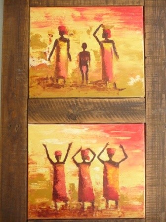 Painting titled "Saga Africa" by Malya, Original Artwork, Oil