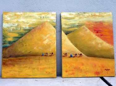 Painting titled "Desert en Deux" by Malya, Original Artwork, Oil