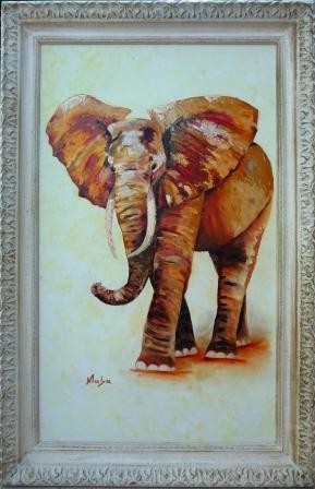Painting titled "l'Elephant soleil" by Malya, Original Artwork