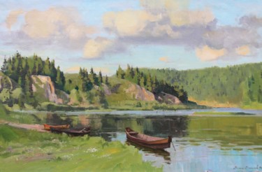 Painting titled ""На реке Чусовая"" by Aleksei Malykh Vasilev, Original Artwork, Oil