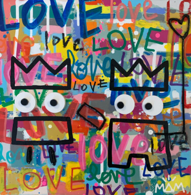 Painting titled "Potes in Love" by Mam, Original Artwork, Acrylic Mounted on Wood Stretcher frame