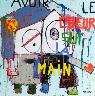 Painting titled "Avoir le Coeur sur…" by Mam, Original Artwork, Acrylic