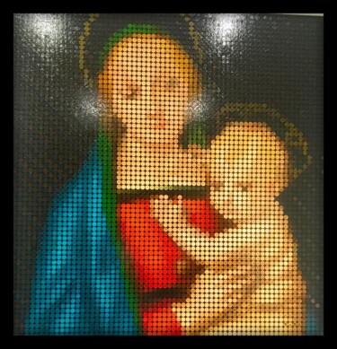 Pintura titulada ""Raphael's Virgin"" por Mamà Dots Roma, Obra de arte original, Oleo Montado en Bastidor de camilla de made…