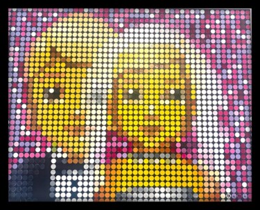 Pintura titulada "“Wedding Pop Emoji"…" por Mamà Dots Roma, Obra de arte original, Oleo Montado en Bastidor de camilla de ma…