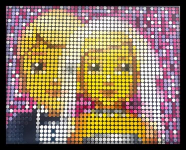 Malerei mit dem Titel "“Wedding Pop Emoji"…" von Mamà Dots Roma, Original-Kunstwerk, Öl Auf Keilrahmen aus Holz montiert