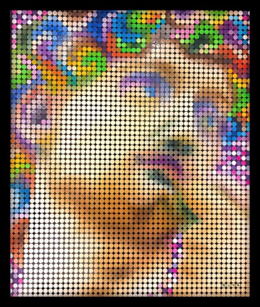 Картина под названием ""David Dreaming Dot…" - Mamà Dots Roma, Подлинное произведение искусства, Масло