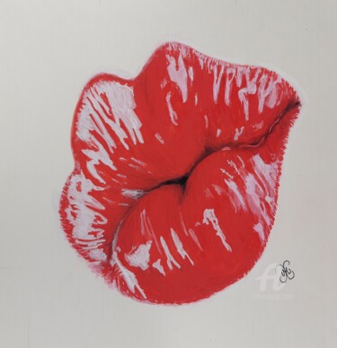 Dessin intitulée "Kiss me" par Maman Aigle, Œuvre d'art originale, Marqueur