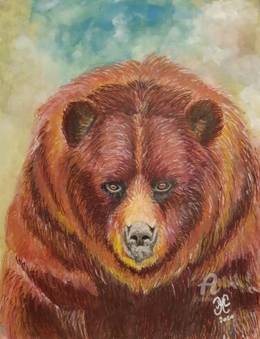 Drawing titled "L'Ours - Animal Tot…" by Maman Aigle, Original Artwork, Marker