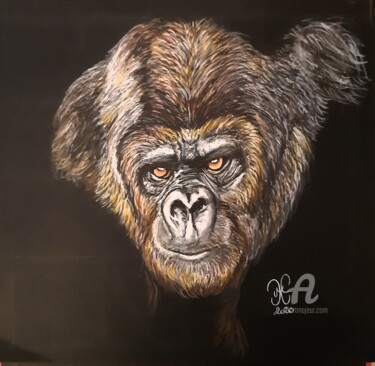 Desenho intitulada "Le Gorille - Animal…" por Maman Aigle, Obras de arte originais, Marcador