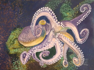图画 标题为“La pieuvre - Animal…” 由Maman Aigle, 原创艺术品, 标记