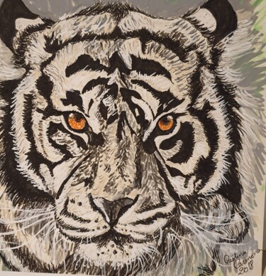 Dessin intitulée "Tigre" par Maman Aigle, Œuvre d'art originale, Marqueur