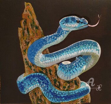 Desenho intitulada "Le serpent" por Maman Aigle, Obras de arte originais, Marcador