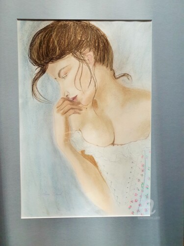 Drawing titled "portrait romantique…" by Maman Aigle, Original Artwork, Pastel