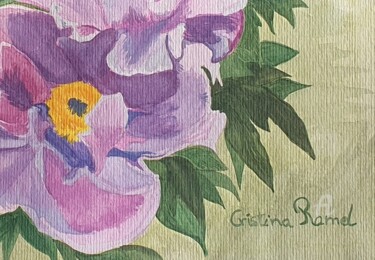 Pintura intitulada "Pivoines en fleurs" por Maman Aigle, Obras de arte originais, Aquarela