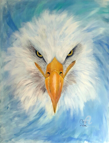 Schilderij getiteld "Aigle Pygargue" door Maman Aigle, Origineel Kunstwerk, Acryl