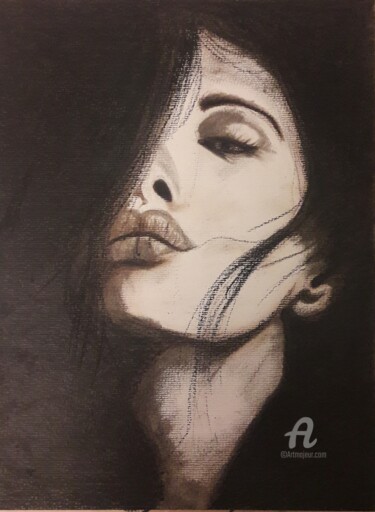 Painting titled "FEMME" by Maman Aigle, Original Artwork, Pastel