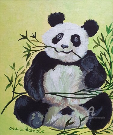 Painting titled "panda" by Maman Aigle, Original Artwork, Acrylic