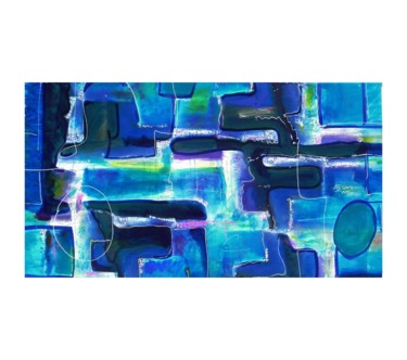 Pintura intitulada "Untitled blue - ama…" por Amamede, Obras de arte originais, Óleo