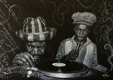 Pittura intitolato "Jamaican SoundSystem" da Mamé Ríos, Opera d'arte originale, Acrilico