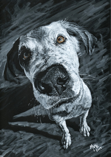 Peinture intitulée "Ritza the Dog" par Mamé Ríos, Œuvre d'art originale, Acrylique